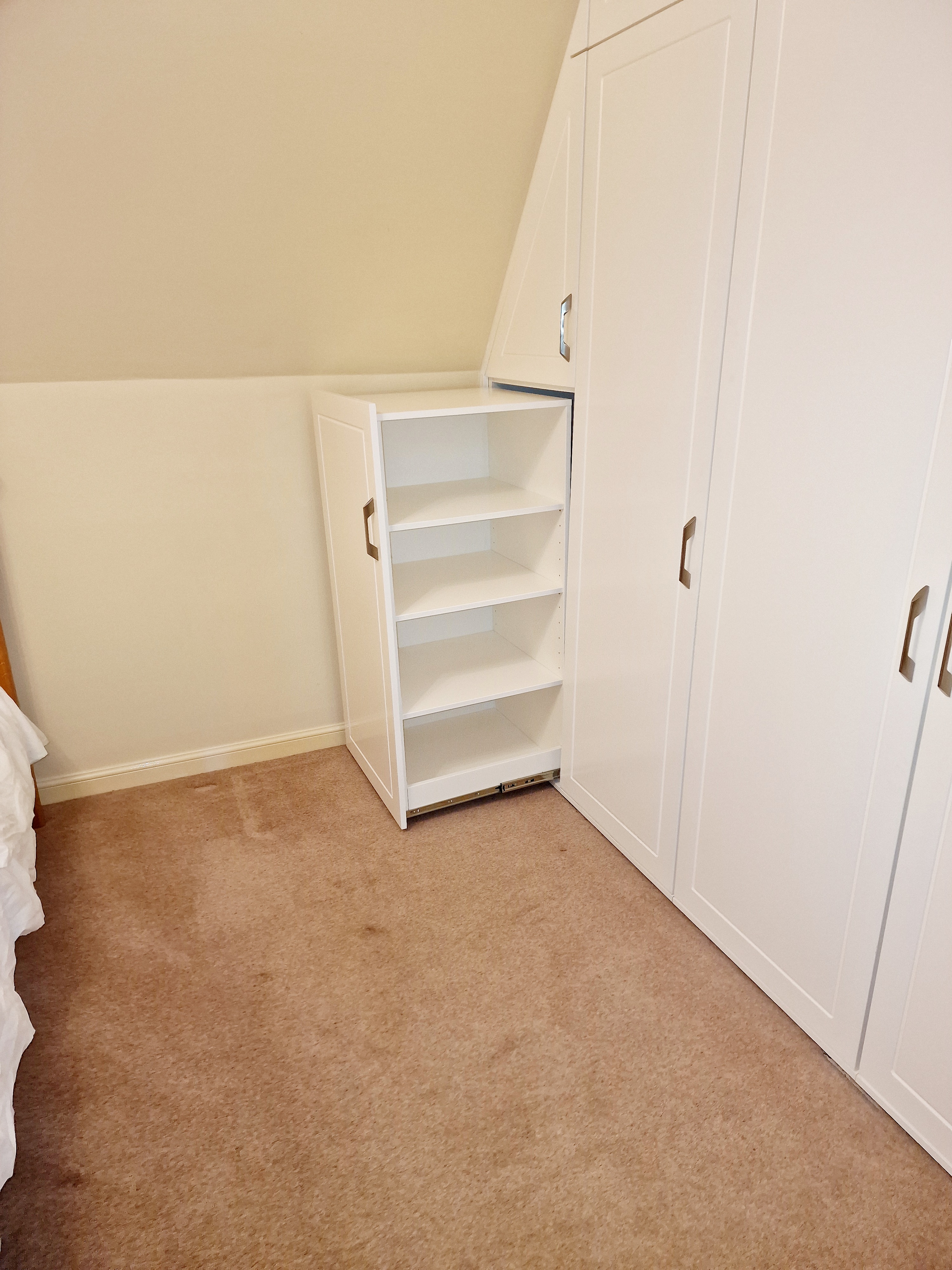 Cream Attic Wardrobe - Open Shelving Detail