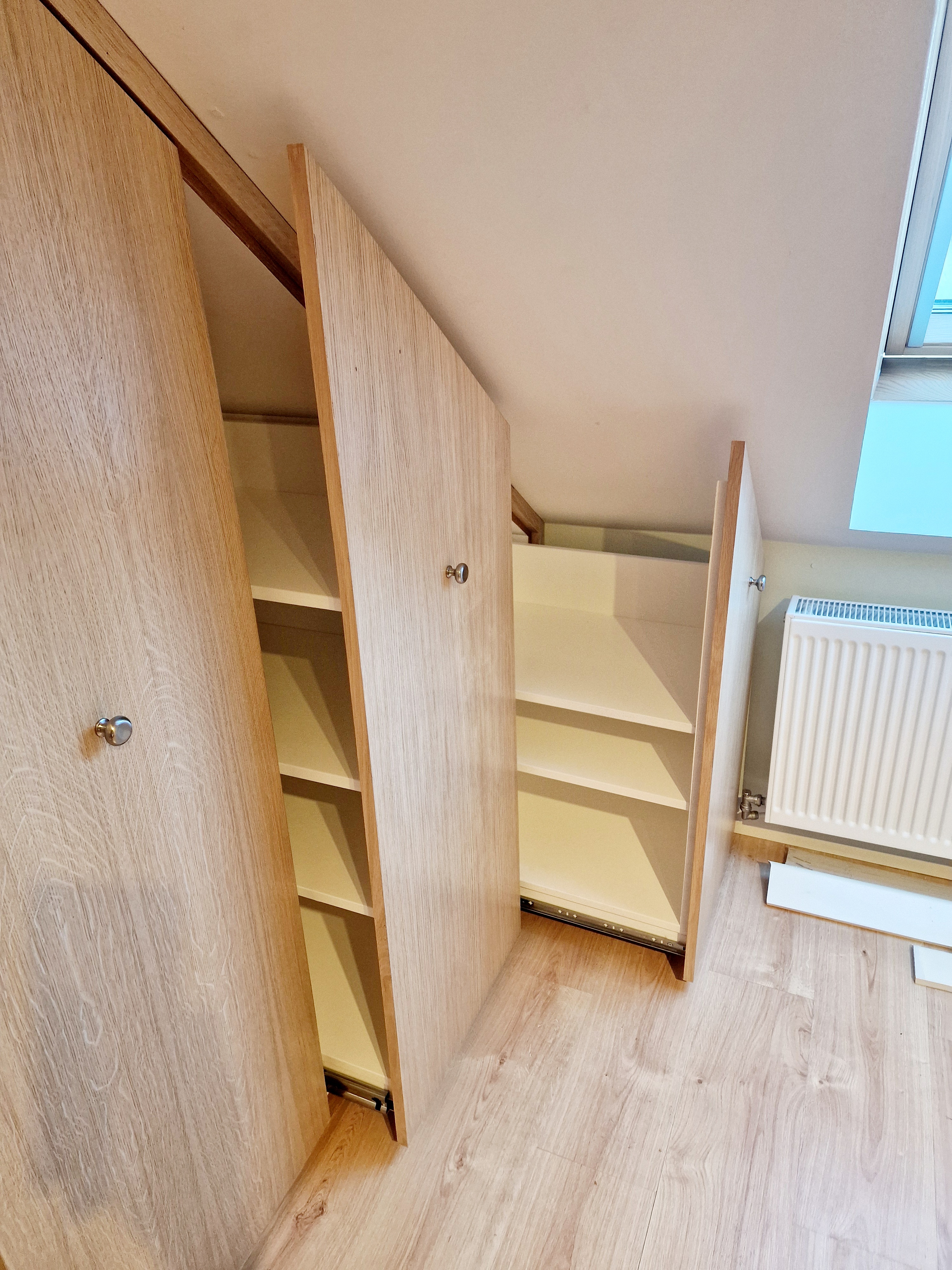 Natural Oak Wardrobe - Multi-Section Attic Installation