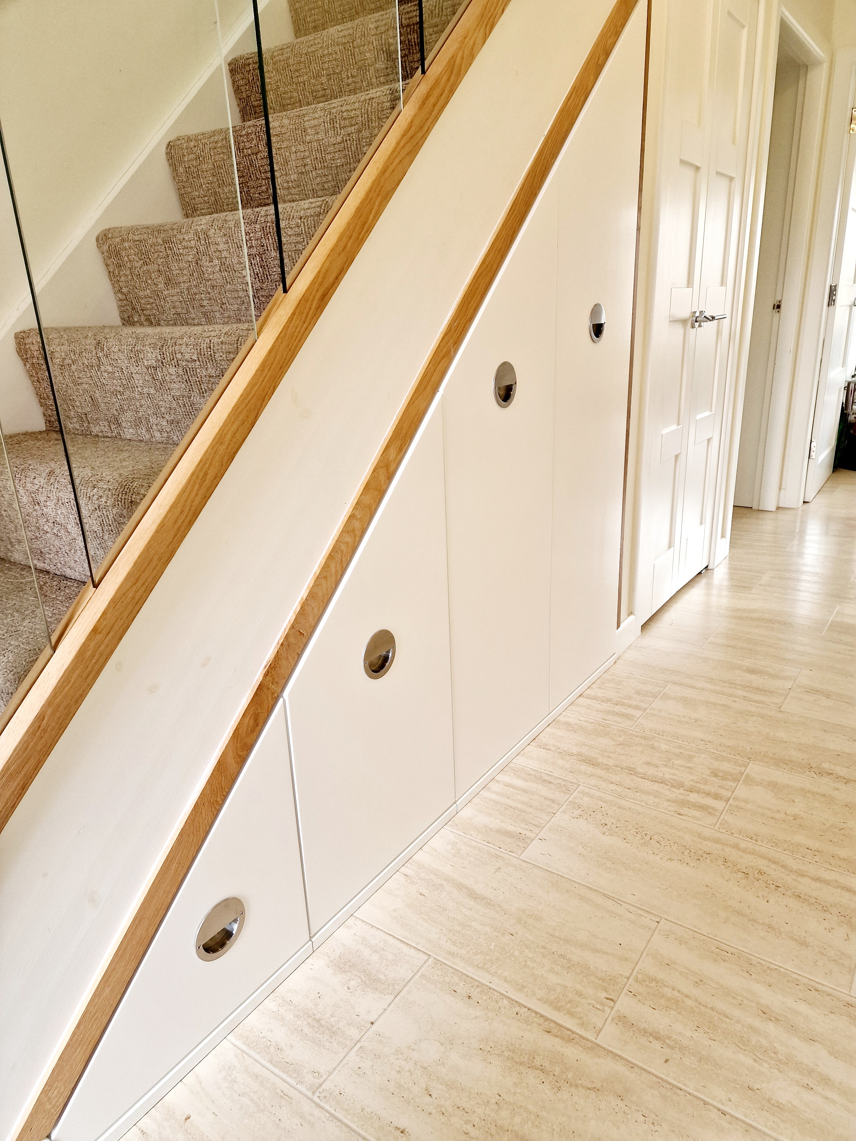Understairs Storage - Hallway Installation with Oak Railing