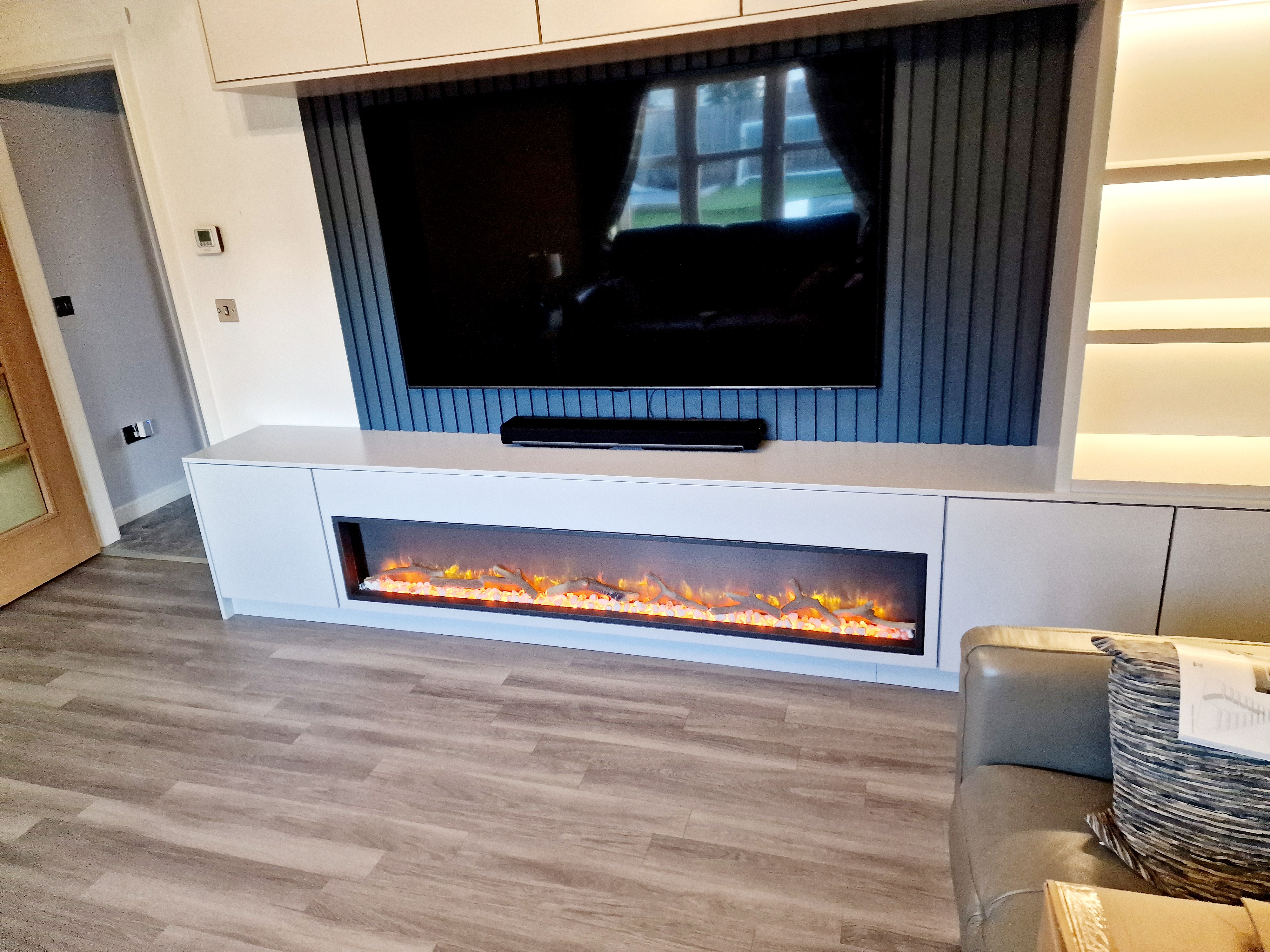 Media Wall - Panoramic Fireplace Installation